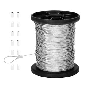 316 Stainless Steel Cable, 400FT 1/32IN Wire Rope with 100Pcs Aluminum Crimping Sleeves for Garden Decoration, Hanging Wire, Trellis Wire, Easy to Install