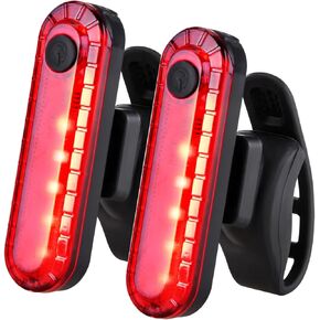Eforcase 2PCS Bike Tail Light Rechargeable - USB Rechargeable LED Bike Tail Light - Rear Red Bike Light for Night Riding, Flashlight Back Bicycle Taillights with 4 Light Mode