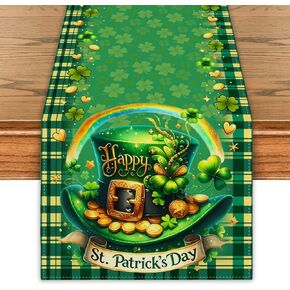 St Patricks Day Table Runner St Patrick’s Day Table Cover Ireland Shamrock Decor St.Patrick’s Day Decorations for Home Party