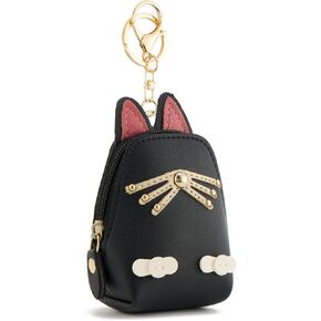WOZEAH Mini Backpack Keychain for Women,Small Change Pouch Coin Purse with Zipper for Key Card Lipstick Headset Cosmetics Bag（N Pink）