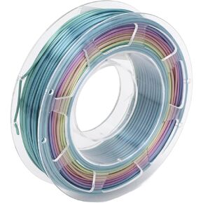 Silk Rainbow PLA Filament 1.75mm, Gradient Fast Color Change, Shiny Surface, 1kg Spool, Compatible with Most Printers, for Crafts