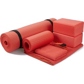 BalanceFrom 7-Piece Set - Include Yoga Mat with Carrying Strap, 2 Yoga Blocks, Yoga Mat Towel, Yoga Hand Towel, Yoga Strap and Yoga Knee Pad, Multiple Colors
