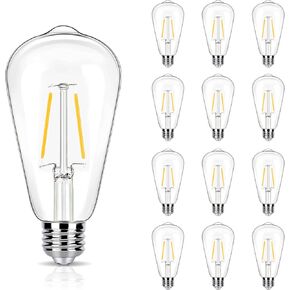 12 Pack 2W LED LED Edison Plubs ، 25 Watt Light Lights Equiv ، 2700k Soft Warm with E26 Standard Base ، LED ST19 Low Watt Light