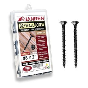 Wood Screws #8 x 2 Inch 100 PCS Drywall Screws Self-Tapping Screws Black Flat Head Phillips Drywall Screws Coarse Thread Bugle Head Black Phosphate Coated (Coarse Thread, 50mm 100 pcs)