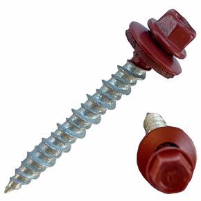 Metal Roofing Screws-#10 x 1.5" – Self tapping Hex Head with EPDM Rubber Washer – for Metal to wood, Corrugated Roofing, Siding, Sheds, pancake screw - ¼" Hex drive Easy Installation - RED Color (100)
