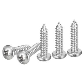 #8x3/4" Phillips Pan Head Self-Tapping Screw - 150Pack - Bright Finish 304 Stainless Steel Sheet Metal Screws Wood Screws
