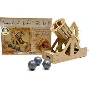 PATHFINDERS STEM kit Leonardo Da Vinci Bombard Cannon Engineering kit Educational Toys for Kids Science kit for Kids Age 12-14 stem Projects Physics Toys Wood Building Kits