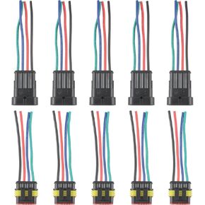 Carbhub 5 Sets 4 Pin Connector Waterproof Connector with Male and Female Way 16 AWG Wire Fit for Motorcycle, Scooter, Car, Truck, Quad bike, Trike, Caravan, Marine, Jet ski, Boats