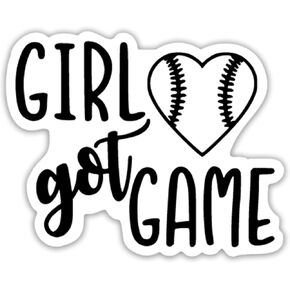 Girl Got Game Softball Vinyl Decal Sticker | Cars Trucks Vans SUVs Windows Walls Cups Laptops | Black on White Background | 5.5 Inch | KCD2357