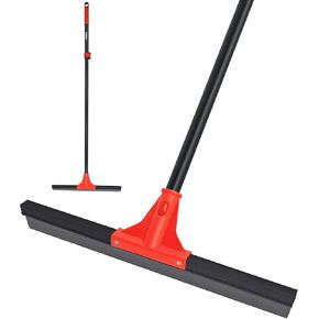 Floor Squeegee with 18'' Silicone Rubber Scraper Head and 58'' Long Adjustable Handle, Heavy Duty Shower Squeegees for Concrete Floor, on Multi-Surface Tile Glass Pool Garage Cleaning