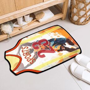 Basketball Area Rugs for Entryway, 35.4“x23.6“ Jersey Shape Entry Door Mat Indoor, Basketball Sports Anti-Slip Carpet for Men Boys Bedroom Doorway, Comfort No. 23 Jersey Rug for Home Room Decor