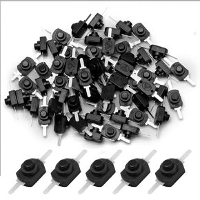 BokWin 60pcs Mini ON Off Switch Self-Lock Micro Push Button Switch 2-Pin Latching for DIY Electronics Projects SMD Flashlight Modification Project, Black