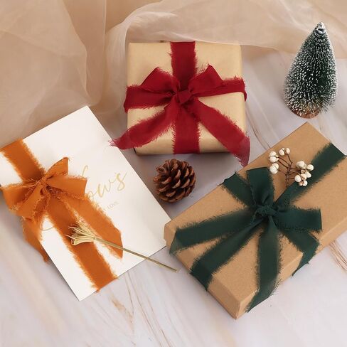 TONIFUL 4 Rolls 1-1/2 Inch Dusty Baby Blue Light Blue Chiffon Silk Ribbon 22yds Handmade Fringe Chiffon Ribbons Set for Wedding Invitations, Bridal Bouquets, Gifts Wrapping (Baby Blue, 22yds, 1.5") in Kuwait