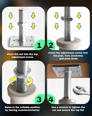 4 Pcs Adjustable House Floor Jack Posts for Support, 6.5" - 8.5" Height Screw Jack, Each Supports 2000-4500 Lbs, DIY House Jacks Ideal for Basement, Stairs and Crawl Space Stabilization, Grey in Saudi Arabia