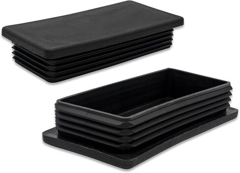 Flyshop 4 Pack Rectangle Plastic Tube Chair Glide Insert Finishing Plug Black Tubing End Cap 75 x 150 mm, 3" x 6" in Saudi Arabia