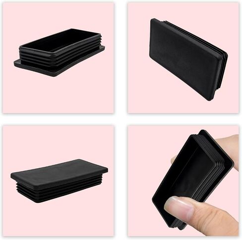 Flyshop 4 Pack Rectangle Plastic Tube Chair Glide Insert Finishing Plug Black Tubing End Cap 75 x 150 mm, 3" x 6" in Saudi Arabia