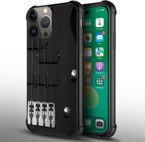 CARLOCA Compatible with iPhone 15 Plus Case,Guitar Bass Strings Black Pattern iPhone 15 Plus Cases,Ultra Protection Shockproof Soft Silicone TPU Non-Slip Back for iPhone 15 Plus in Saudi Arabia