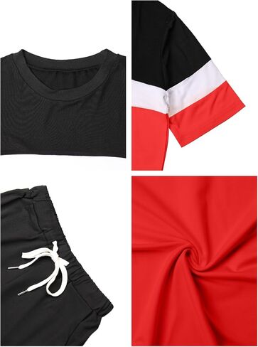 LovelyWholesale Neon Two Piece Outfit for Casual 2 Piece Tracksuit with Neon Shirt and Black Shorts Set in Saudi Arabia