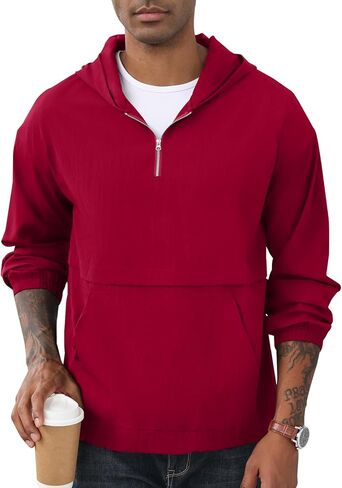 Men's Quarter Zip Sweatshirts Track Jackets Windbreaker Casual Pullover Lightweight Pockets Cycling Golf for Men With Hood in Kuwait