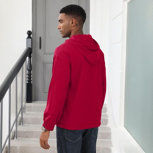 Men's Quarter Zip Sweatshirts Track Jackets Windbreaker Casual Pullover Lightweight Pockets Cycling Golf for Men With Hood in Kuwait