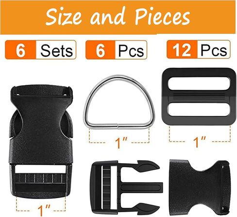 6 Yards of Thick Nylon Webbing, 6-Pack Heavy Plastic Buckles in Saudi Arabia