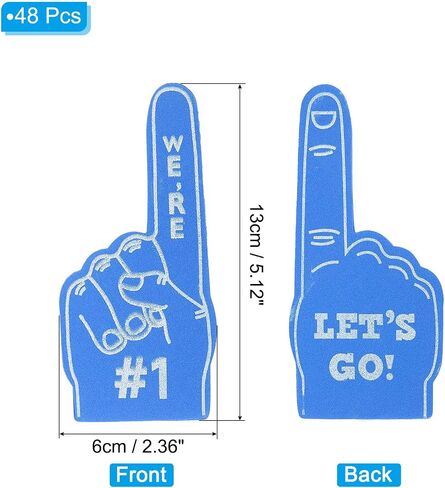 Patikil Mini Foam Fingers 5.1 Inch ، 48 Pack نحن #1 ، دعنا نذهب! إصبع الرغوة المشجعين لأحداث أحداث الأحداث الرياضية ، الحفلات الحفلات ، الأزرق in Kuwait