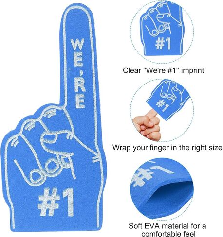 Patikil Mini Foam Fingers 5.1 Inch ، 48 Pack نحن #1 ، دعنا نذهب! إصبع الرغوة المشجعين لأحداث أحداث الأحداث الرياضية ، الحفلات الحفلات ، الأزرق in Kuwait