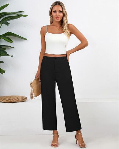 Neer Women's Cotton Linen Palazzo Pants, Casual Wide Leg Lounge Pants Summer High Waisted Flowy Trousers with Pockets in Saudi Arabia