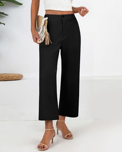 Neer Women's Cotton Linen Palazzo Pants, Casual Wide Leg Lounge Pants Summer High Waisted Flowy Trousers with Pockets in Saudi Arabia