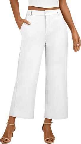 Neer Women's Cotton Linen Palazzo Pants, Casual Wide Leg Lounge Pants Summer High Waisted Flowy Trousers with Pockets in Saudi Arabia