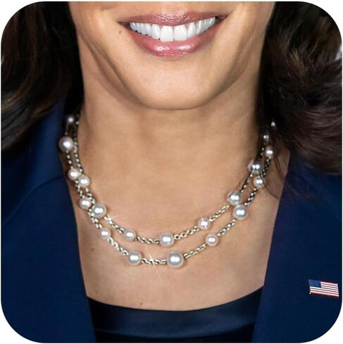 Gold Pearl Necklace for Women, Chunky 18K Gold Plated Layered Pearl Necklaces for Women Trendy Double Layered Pearl Choker Necklace Chain Pearl Necklace for Women Gold Jewelry Birthday Gifts in Saudi Arabia