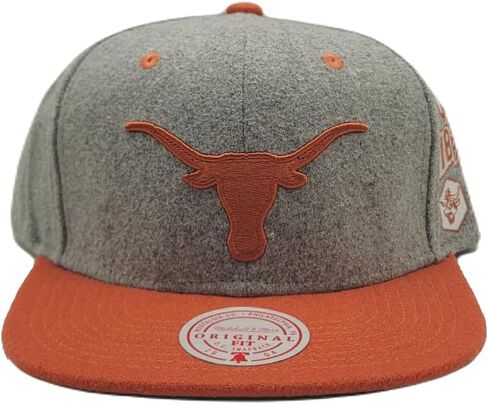 Mitchell & Ness Texas Longhorns New Melton Patch Gray Orange Era Snapback Hat Cap in Saudi Arabia