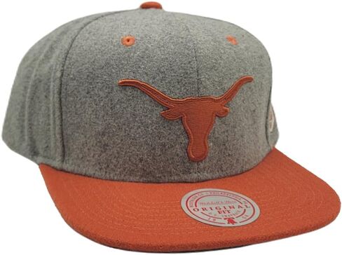 Mitchell & Ness Texas Longhorns New Melton Patch Gray Orange Era Snapback Hat Cap in Saudi Arabia