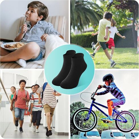 BAMBOO COOL Boy's Ankle Athletic Running Sports Low Cut Socks For Kids, Cushioned Moisture Wicking Breathable, 8 Pack in Saudi Arabia