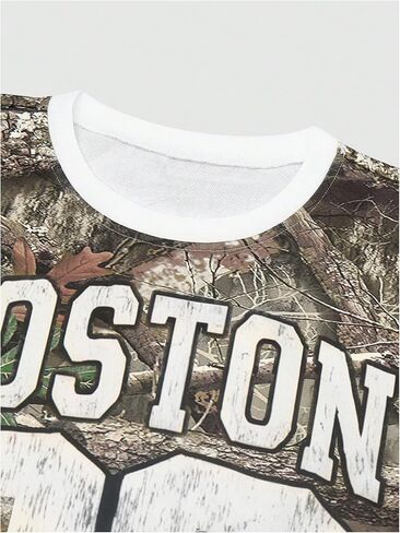 Men's Camo Jerseys Shirt Letter Print 2 in 1 Sweatshirts Graphic Long Sleeve Crewneck Camouflage Hunting Tops in Saudi Arabia
