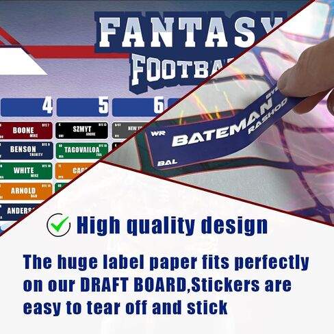 Fantasy Football Draft Board 2024-2025 Kit – Extra Large Set with 453 Player Labels – XL Football Draft Board with 14 Teams, 20 Rounds in Saudi Arabia