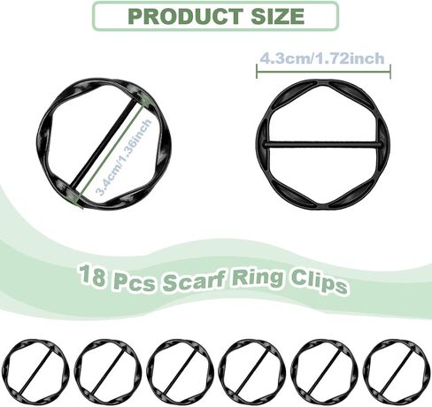 18Pcs Shirt Ties Clips for Women Silk Scarf Ring Clip T-Shirt Buckle Ring Clip Metal Round Circle Clip Clothes Clip Rings Buckle Clip for Hat, Belt,Scarves,T-Shirt in Saudi Arabia