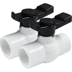 3/4 inch PVC Ball Valve, 2Pcs Shut Off Valve with Easy to Rotate Slip, PVC Ball Valve with "T" Nimble Handle Suitable for Commercial, Swimming Pool, Irrigation System, Rated at 150 PSI