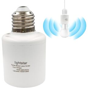 Radar Motion Sensor Light Socket, Motion Screw LED CFL Incandescent Bulb Adapter, E27/E26 Outdoor Indoor Garage Light, for Basement