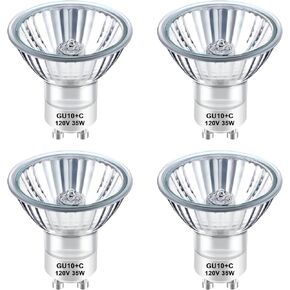 TAIYALOO GU10 Halogen 35W Bulbs, Dimmable MR16 GU10+C 120V 35W for Track, Recessed, Candle Warmer, Range Hood Light Bulbs, 2700K Warm White, Pack of 4