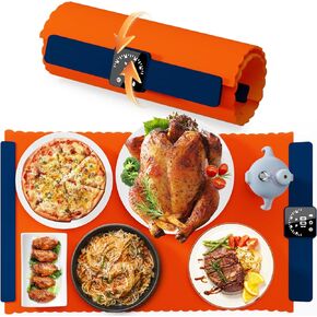 Electric Warming Trays for Food, Fast Heating Portable Warming Mat with 4 Hours Timer and 3 Level Adjustable Temperature, Warming for Buffets Parties Full Surface Heating Mat, Roll Up Food Warmers