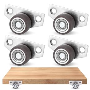 Side Mount Caster Wheels, 1" Mini Low Caster Wheels Set of 4 Appliance Casters Non Swivel Rigid Small Wheels for Furniture DIY Project Baby Bed Kitchen Cabinet Table Drawers Trays Screw On