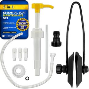 Five Oceans Universal Outboard Motor Flusher Muffs & Gear Oil Pump Set - Essential Marine Maintenance Kit for Efficient Engine Flushing & Gear Oil Changes