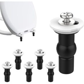SDTC Tech 6 Pack Toilet Seat Hinge Bolt Screws, Universal Rubber Expansion Seat Cover Screws for Top Mounting Toilet Seat Hinges Toilet Seat Replacement Parts Kit (for 14-16mm Hole Toilet Seats)