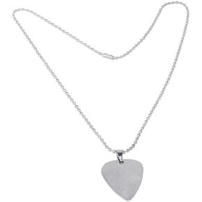 Stainless Steel Guitar Pick Necklace for Men Women Guitar Bass Plectrum Necklace Chain Instrument Accessories 6 Patterns(E)