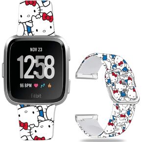 Hello Ki Sweet Blue Bands Compatible with Fitbit Versa 2/Versa/Versa Lite/Versa SE Band Fancy Soft Sport Silicone Cartoon Holiday Strap Men Women