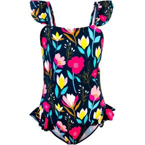 DAXIANG Girls One Piece Ruffle Strap Swimsuit Quick Dry Mermaid Swimwear Beach Sport Bathing Suit for Toddler Kids 3-10 Years
