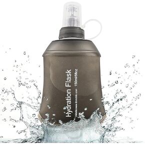 FR Soft Flask, Collapsible Soft Water Bottle, Running Water Bottle for Hydration Packs - Running & Hiking Folding Water Bottle （Grey,150ml）