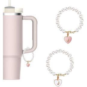 2pcs Pearl Letter Charm Accessories for Stanley Cup and Simple Modern Tumbler Name ID Personalized Charm for Stanley Tumbler 40 oz 30 oz for Stanley Cup Accessories