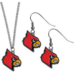 Siskiyou Sports NCAA Louisville Cardinals Dangle Earrings and Chain Necklace Set, One Size, Team Colors